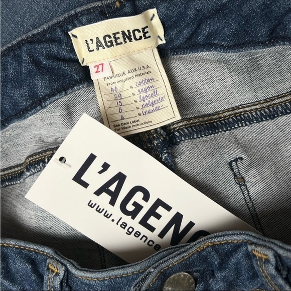 NWT L’AGENCE Dark Wash Stretch Denim Low Rise Ankle Crop Capris Skinny Jeans 27‎ - Picture 4 of 7